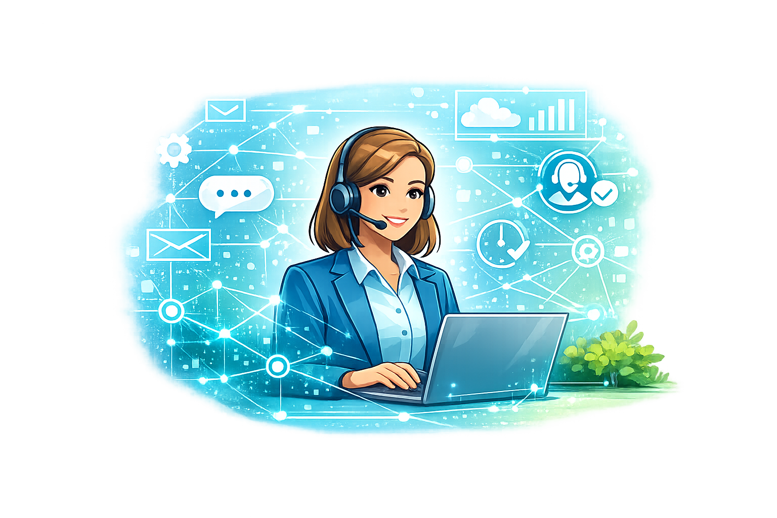 Illustration für Callcenter und Kundenservice mit Headset