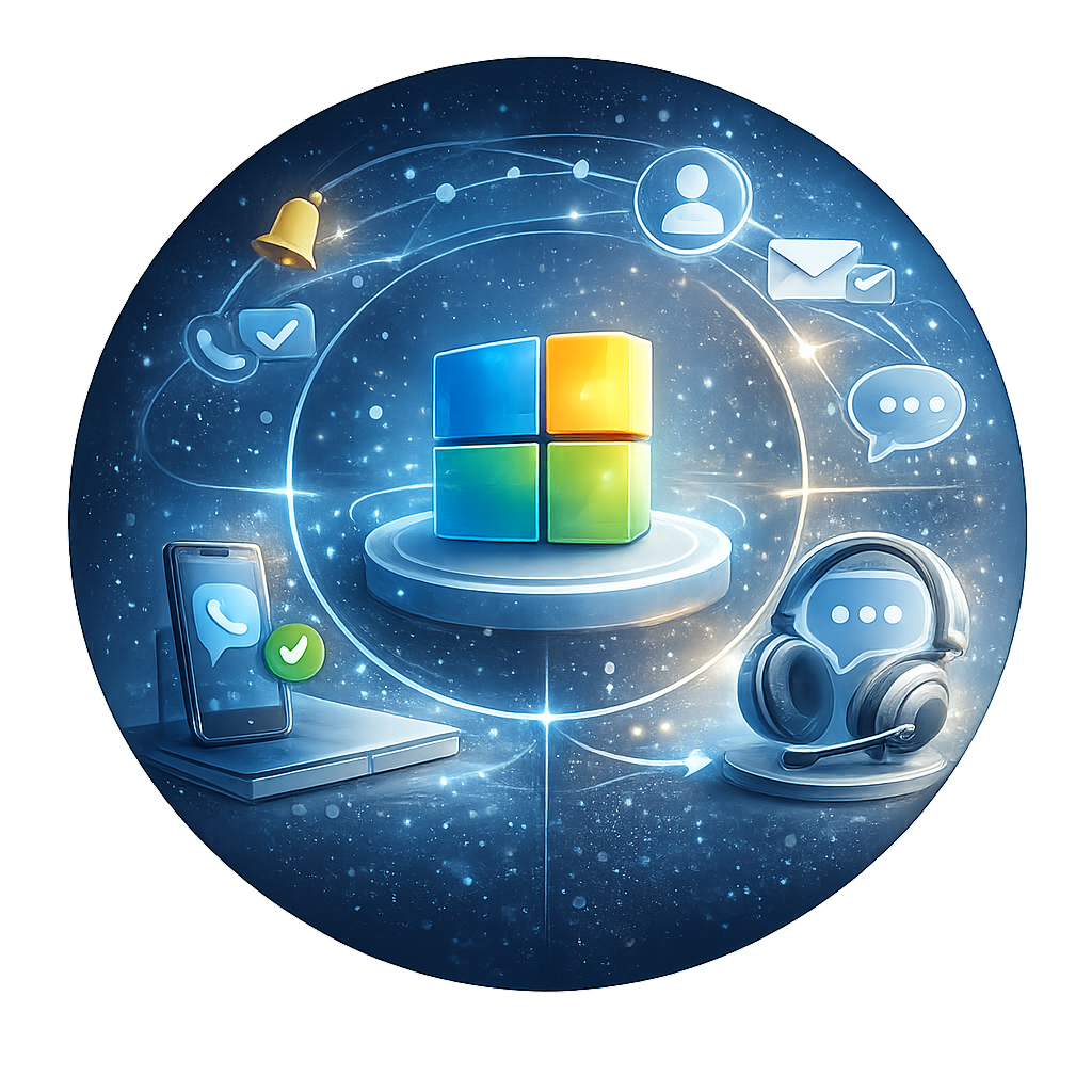 Microsoft 365 Betreuung in Köln – modernes IT-Bild mit Cloud, Kommunikation und Support