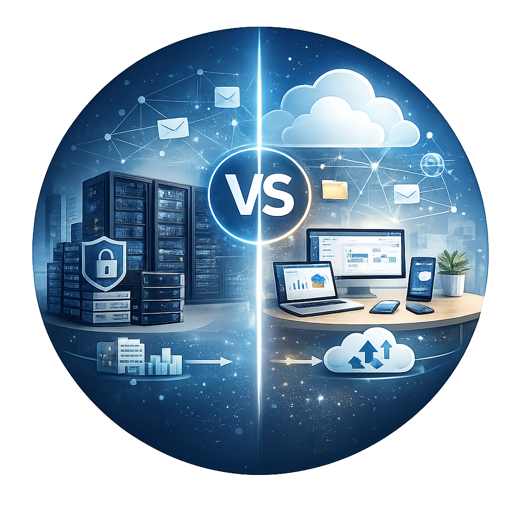 Microsoft 365 On-Premise vs. Cloud – Vergleich zwischen lokaler IT-Infrastruktur und moderner Cloud-Arbeitsumgebung