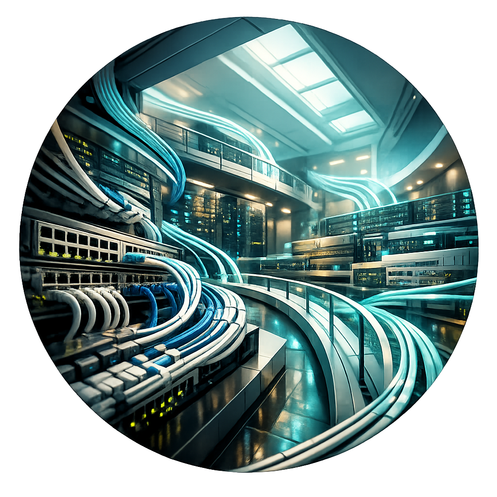 Netzwerk-Switches und strukturierte Verkabelung in professionellem Serverraum für stabile Unternehmensnetzwerke