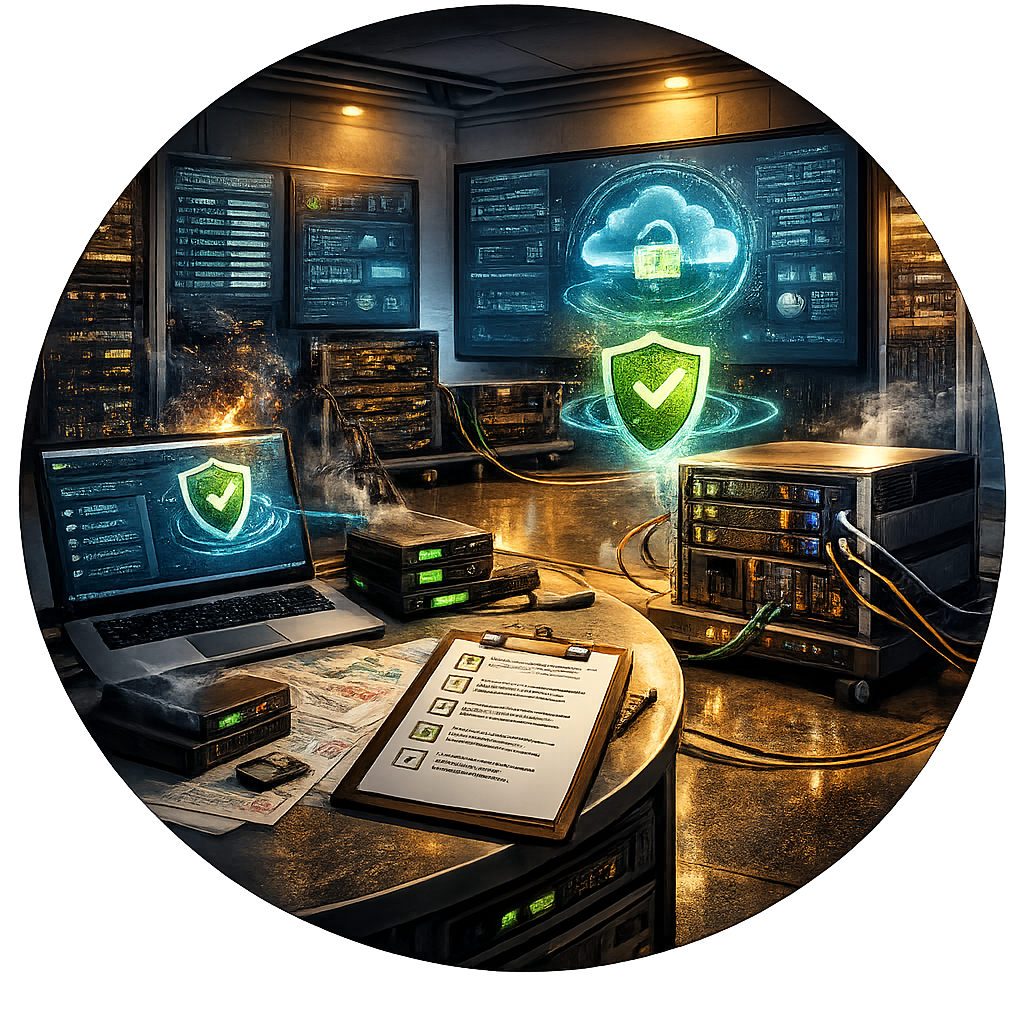 Illustration für moderne Backup-Lösungen, Datensicherung und Wiederherstellung im Unternehmen